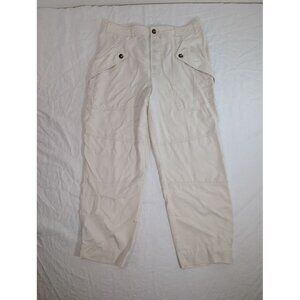 Express super high rise women's size 14 off white cropped summer pants M8